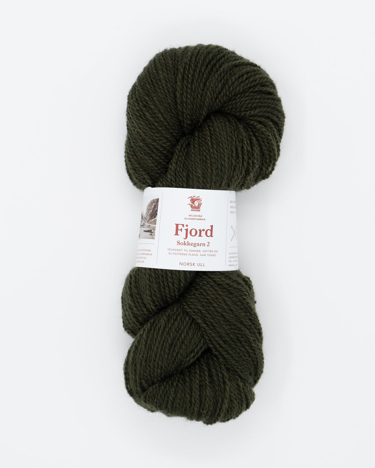 Fjord sockgarn  2 - mörk olivgrön