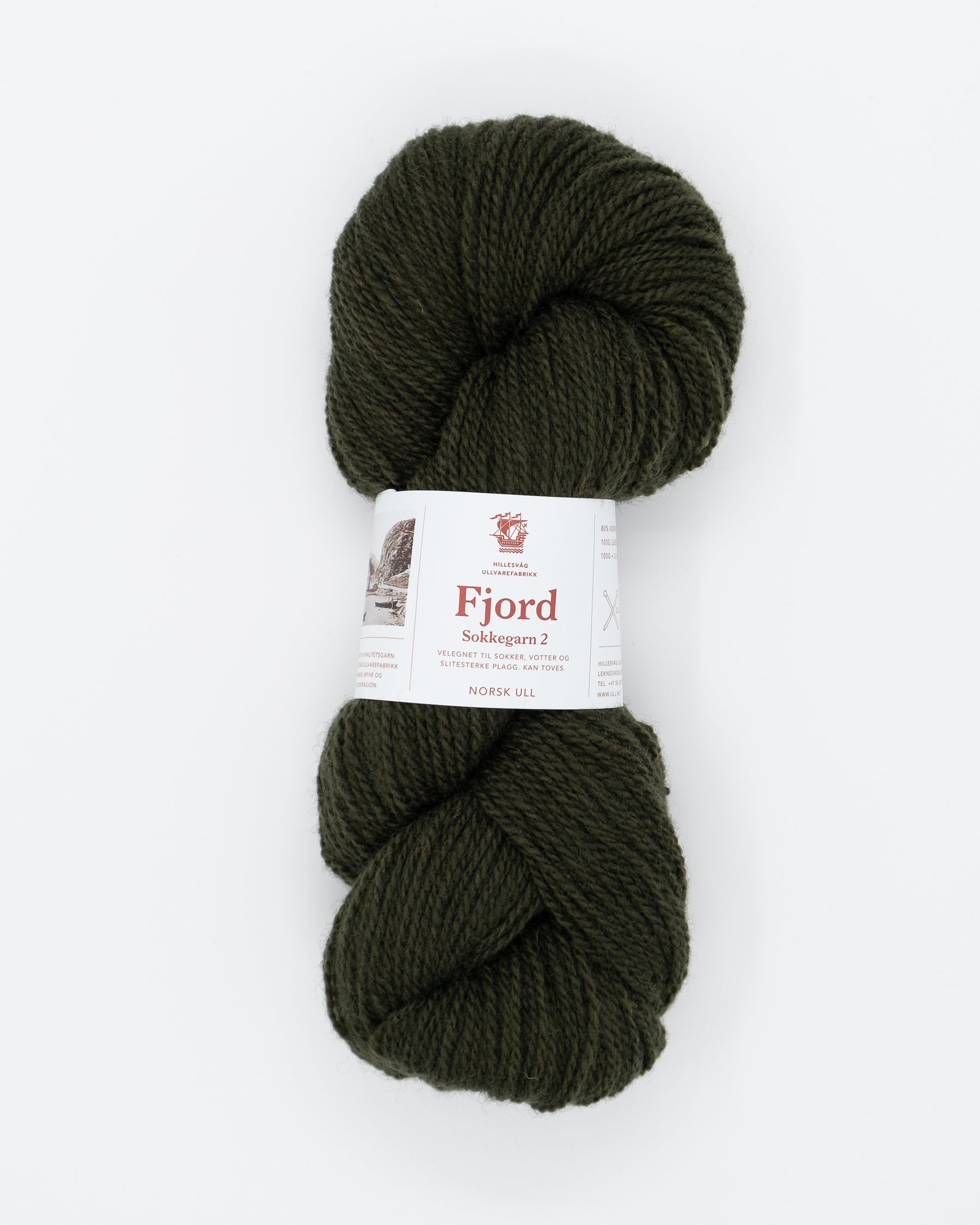 Fjord sockgarn  2 - mörk olivgrön