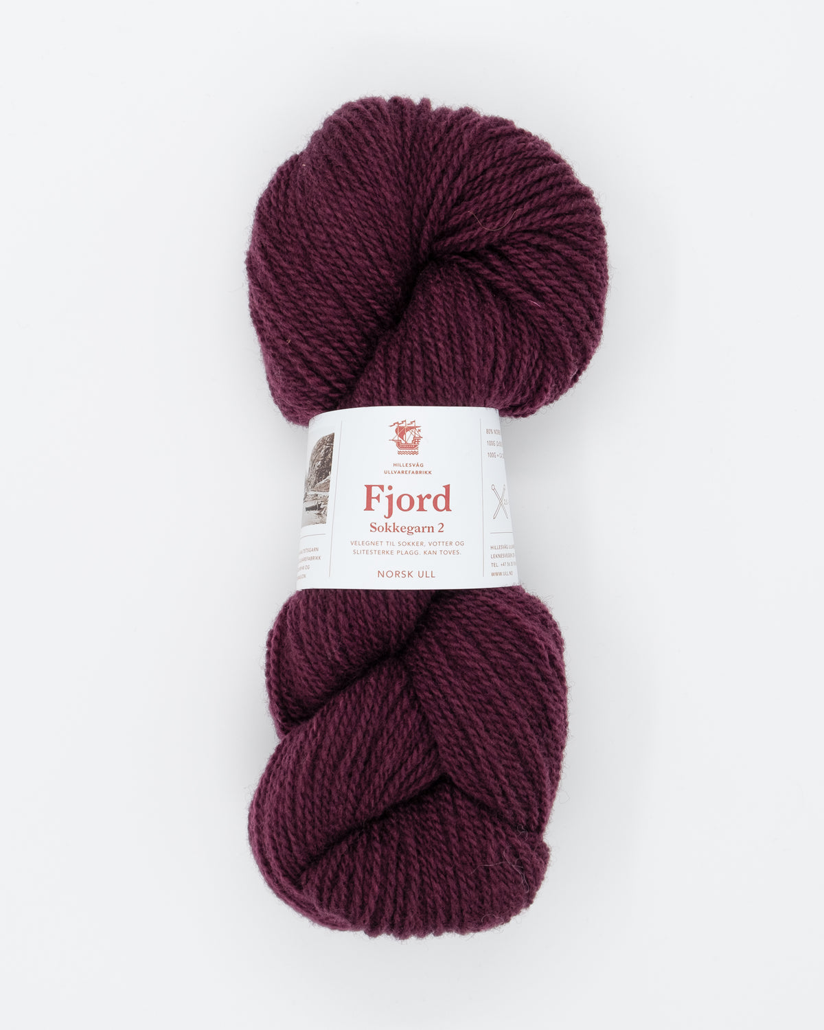 Fjord sockgarn  2 - mörk plommonröd
