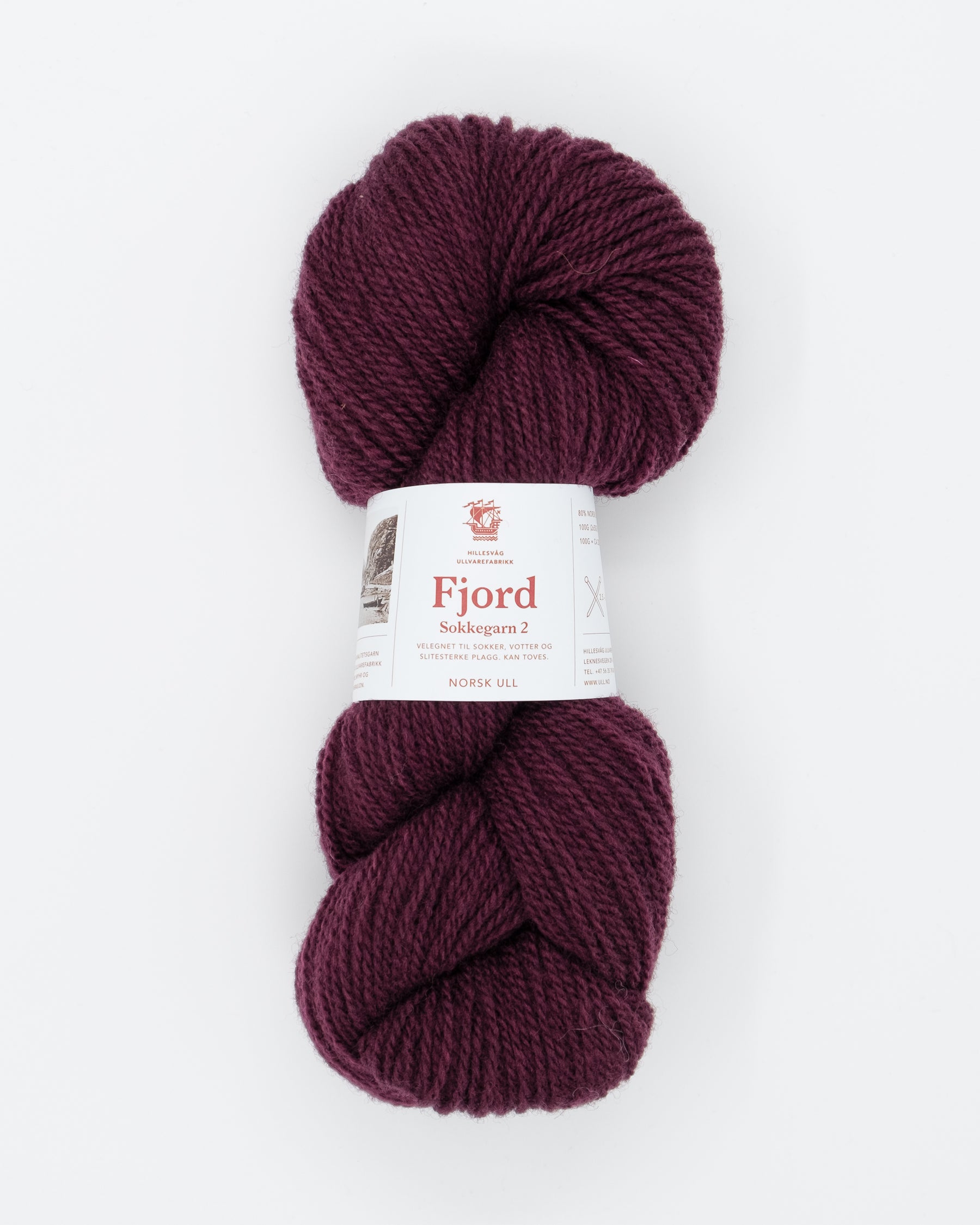 Fjord sockgarn  2 - mörk plommonröd