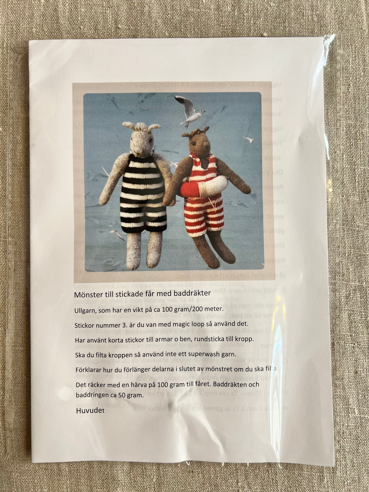 Knitted sheep with swimsuits