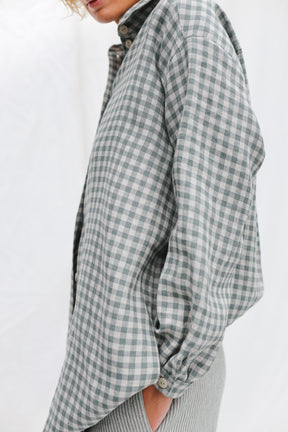 Skjortklänning - Rutig/ beige/ grågrön