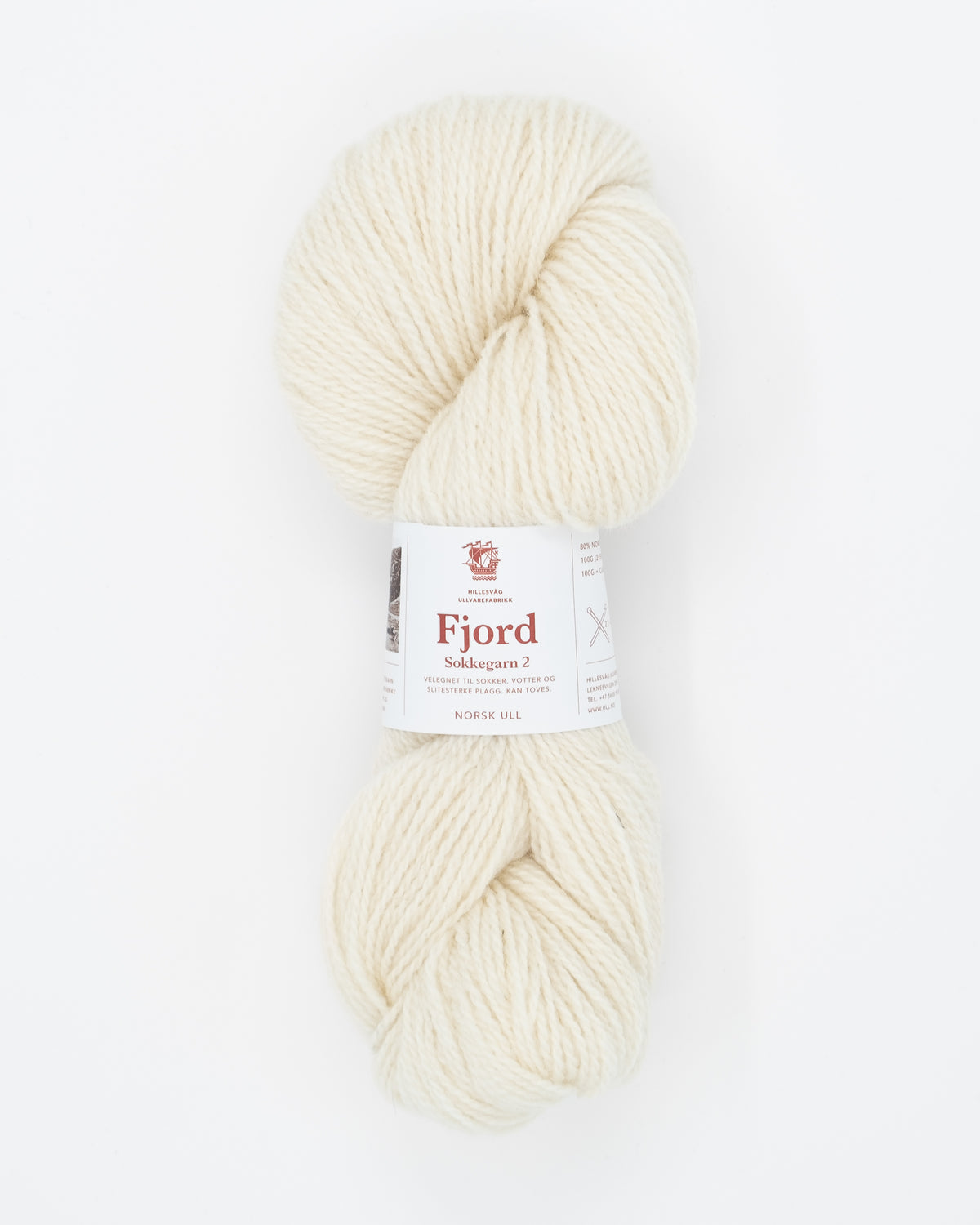 Fjord sockgarn 2  -  Oblekt vit