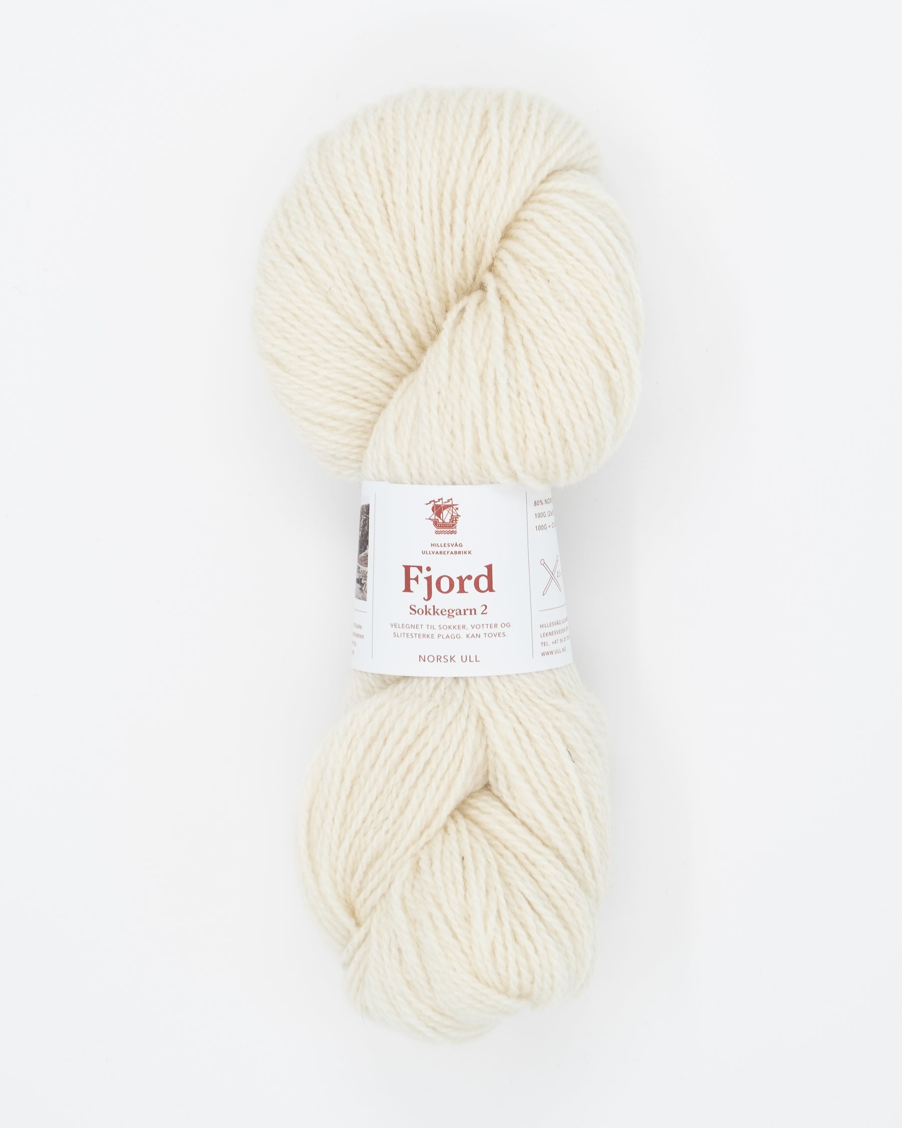 Fjord sockgarn 2  -  Oblekt vit