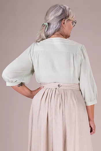 The Edwardian Leisure Shirt. Pistachio crêpe