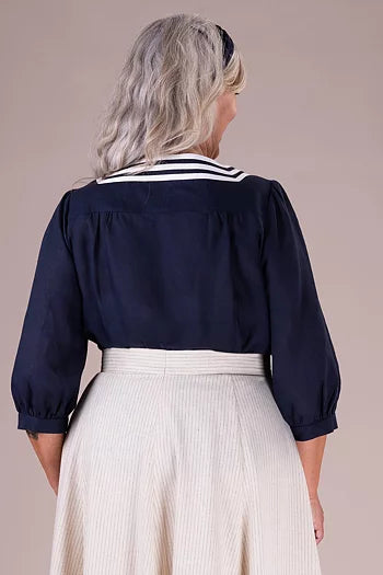 The Edwardian Leisure Shirt. Navy and cream