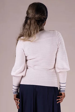 The Seaside Sweetie Sweater. Ivory melange/navy