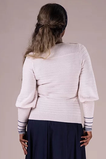 The Seaside Sweetie Sweater. Ivory melange/navy