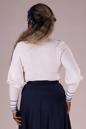 The Seaside Sweetie Sweater. Ivory melange/navy