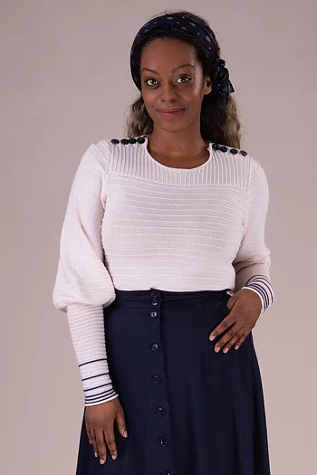 The Seaside Sweetie Sweater. Ivory melange/navy