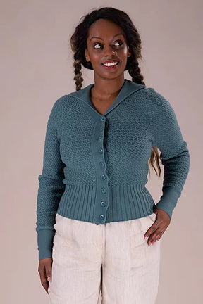 The Neat Knit Jacket. Dusty ocean blue