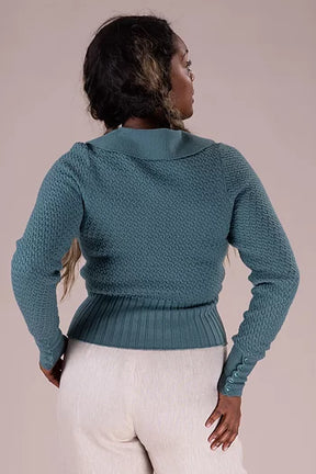 The Neat Knit Jacket. Dusty ocean blue