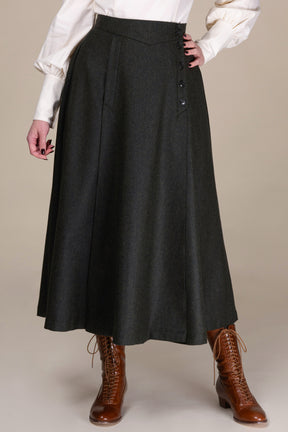 The secret split skirt- Green herringbone tweed