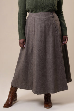 The secret split skirt- Brown herringbone tweed