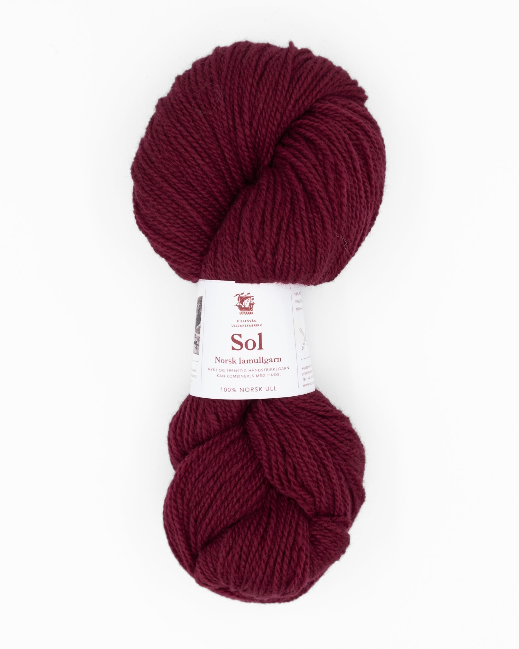 Sol lammullgarn - burgunder