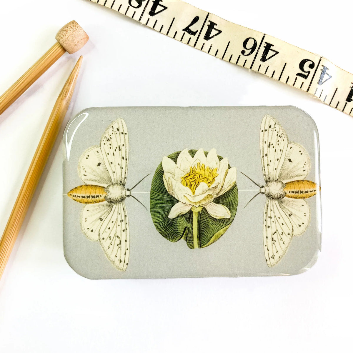 MOTH AND LOTUS FLOWER TIN- Large Tin