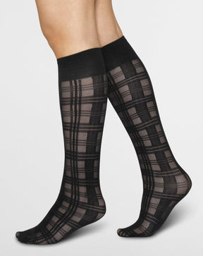 Greta Tartan Knee Socks 20 Black