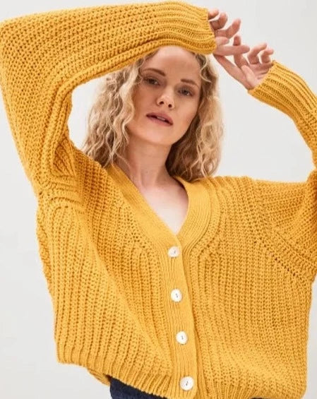 Lex chunky knit cardigan - Yellow