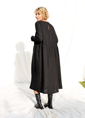 Milana / black linen dress