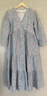 Floral white/ blue Tana Lawn Cotton, Liberty dress