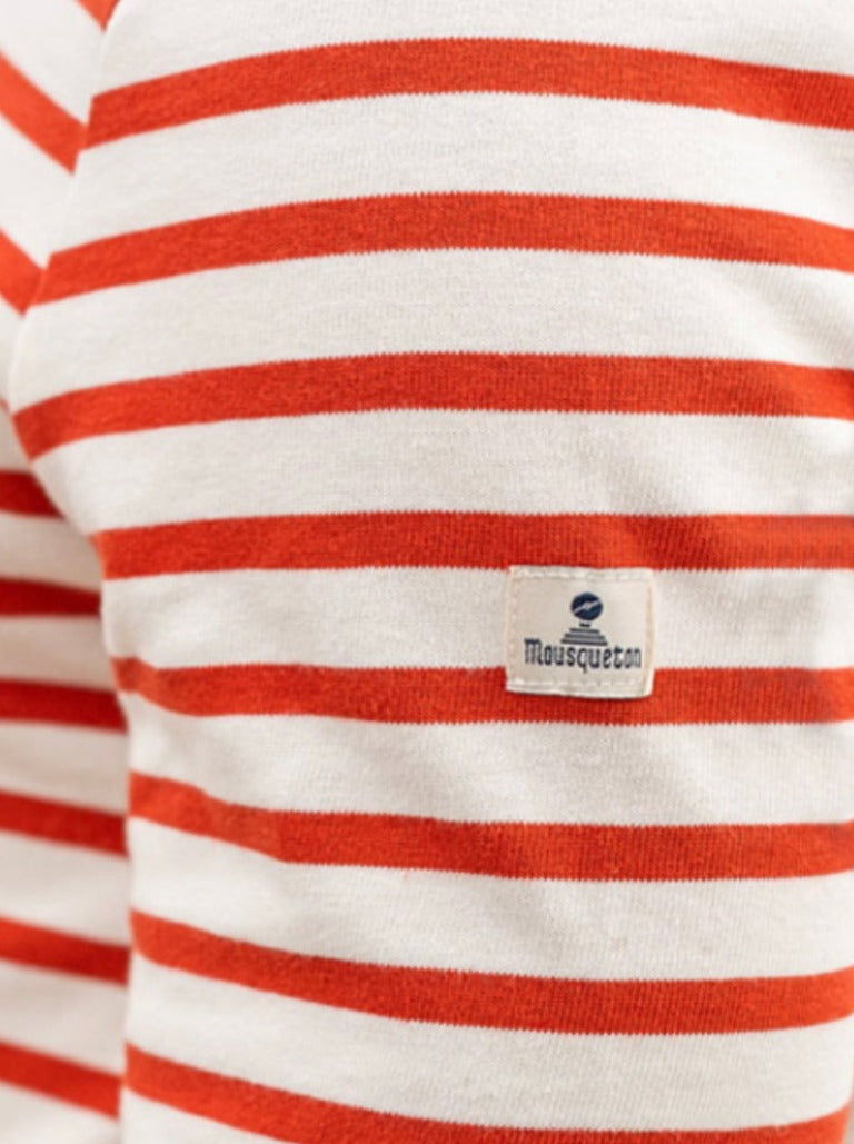 Striped sweater Natural white/ Orange - Mario Mousqueton