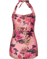 PINK FLOWERS SIMPLE SWIMSUIT