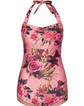 PINK FLOWERS SIMPLE SWIMSUIT