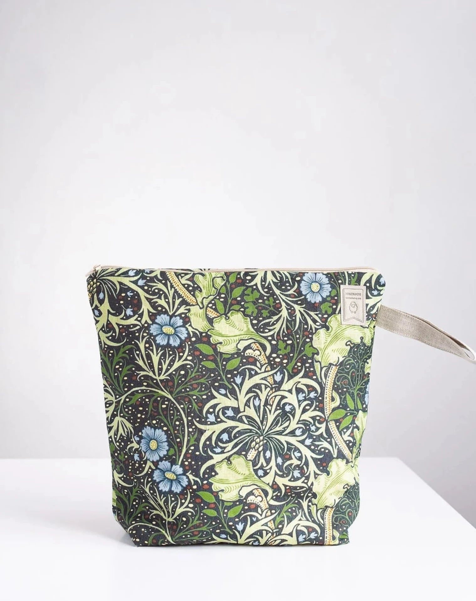Large knitting bag William Morris Seaweed with zipper