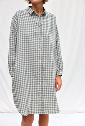 Shirt dress - Plaid/ beige/ grey-green