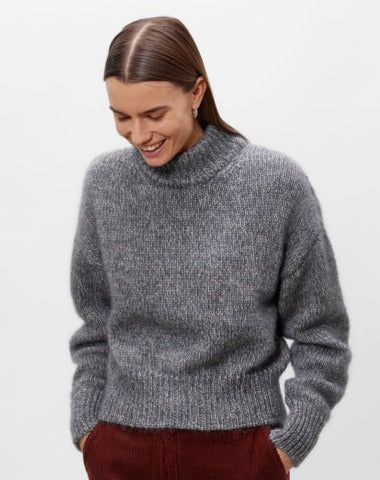 Dana tröja i mohair ull och silke - Grey melange
