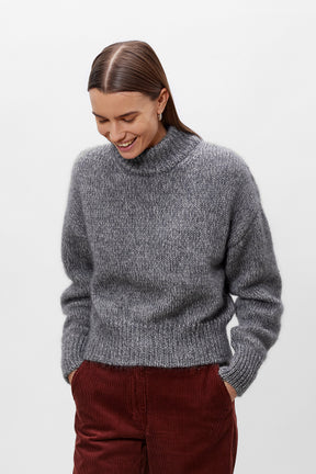 Dana tröja i mohair ull och silke - Grey melange