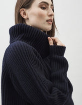 Della cashmere wool sweater with collar - Deep Blue